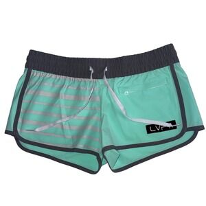 LVFT Live Fit Apparel Mint Green Striped Active Gym Shorts Womens Medium